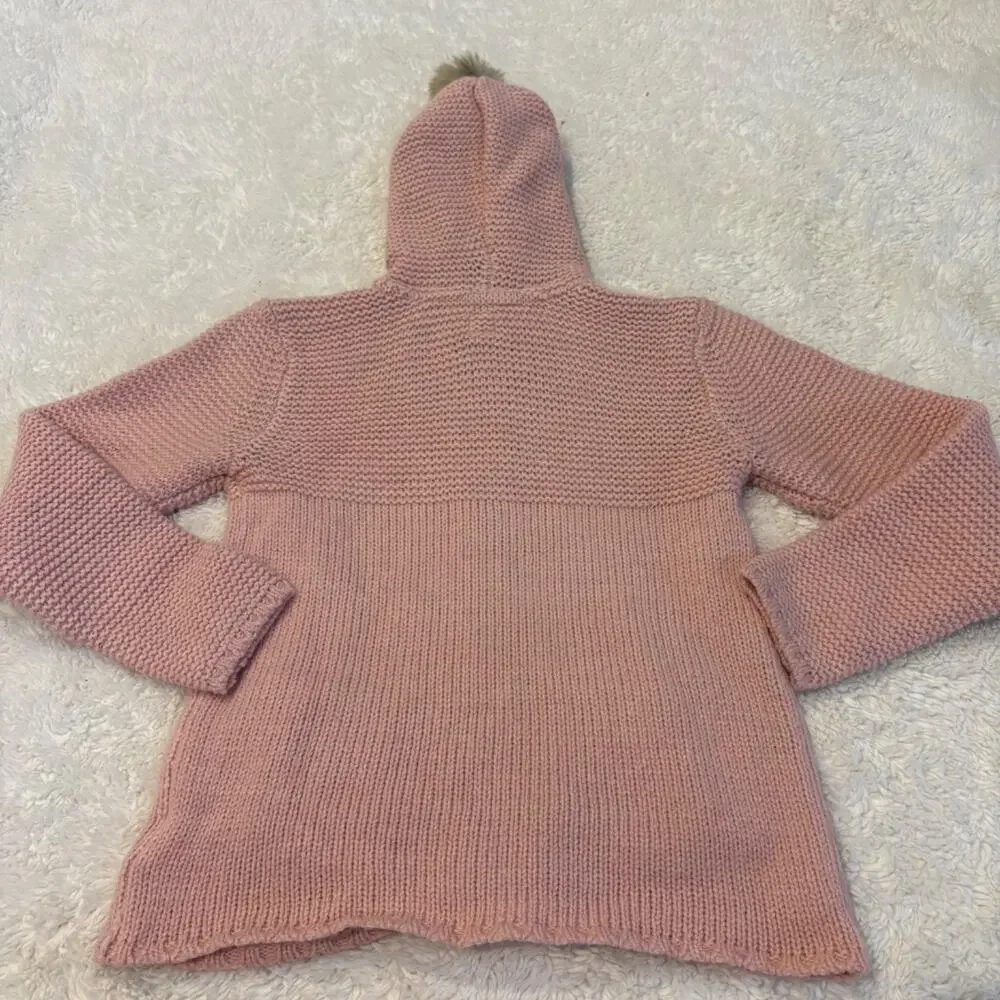 Gap Girls Pink Zip Up Crochet Sweater Wool Blend Cottagecore Soft Outdoors Sz L